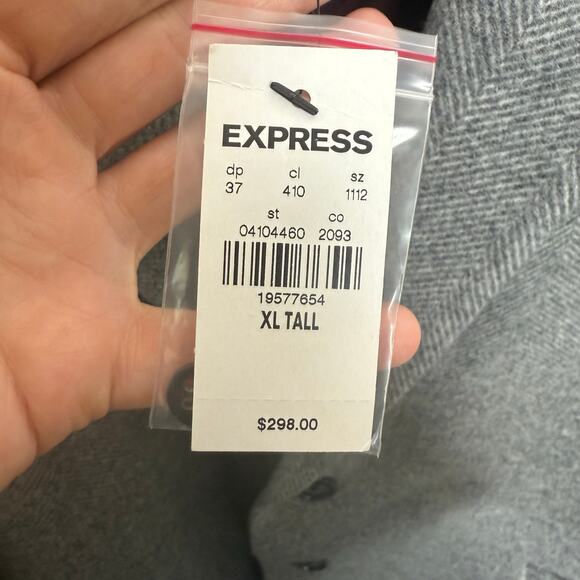 NWT EXPRESS Herringbone Wool Blend Topcoat Overcoat Gray Size XL - Picture 15 of 16